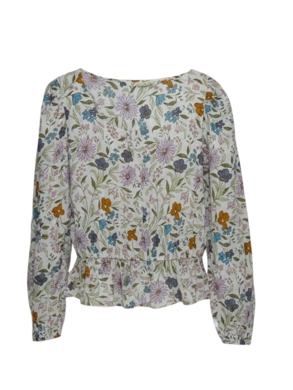 ana Blouse Shirt Top Peplum Puff Sleeve Peplum Button Front Floral M - Picture 5 of 7